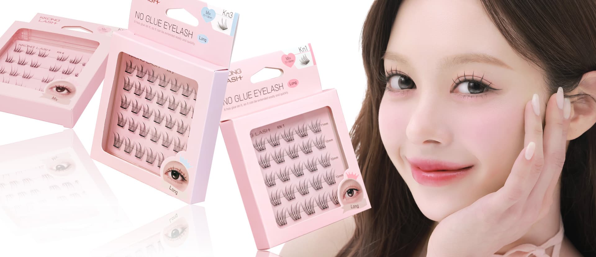 KKONGLASH no-glue eyelash package lineup